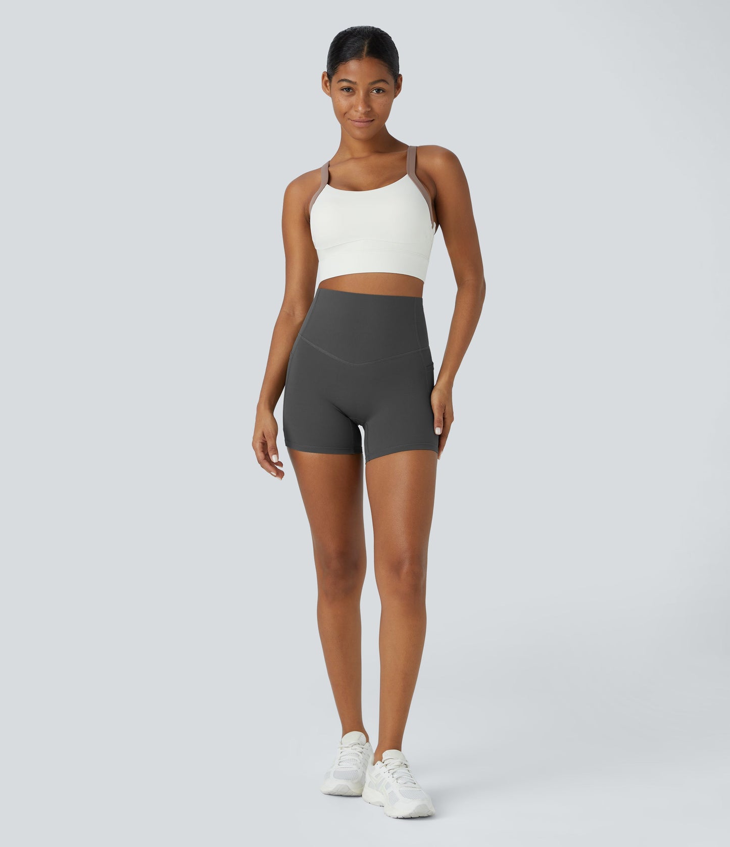 High Waisted Tummy Control Side Pocket Shaping Training Biker Shorts 5''