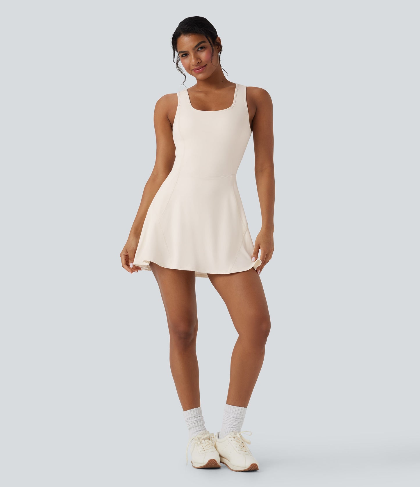 U Neck 2-in-1 Pocket Mini Cool Touch Dance Active Dress-Easy Peezy