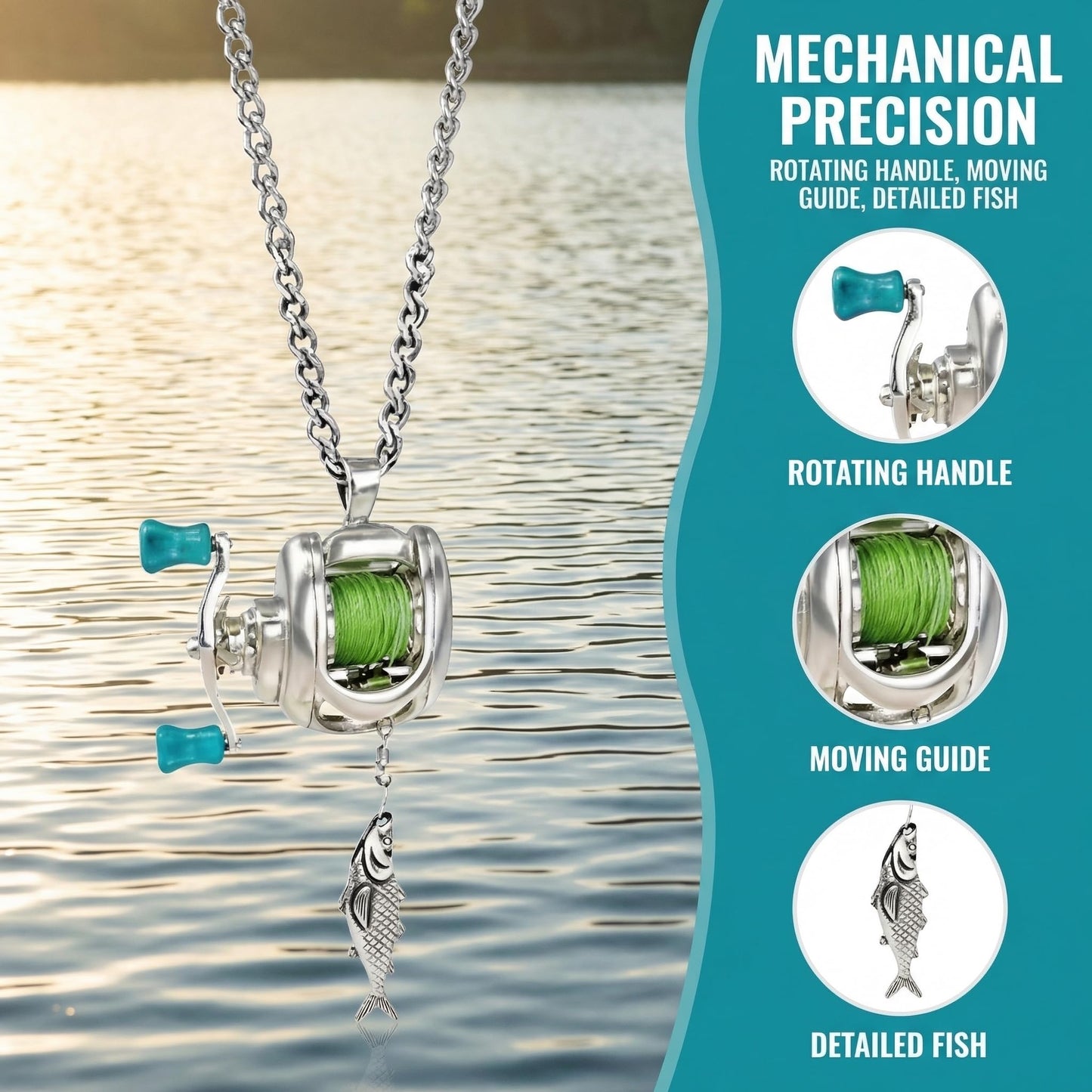 🎁LAST DAY 50% OFF 😍2026 Newest Collectible Mini Fishing Reel Pendant Necklace for Anglers