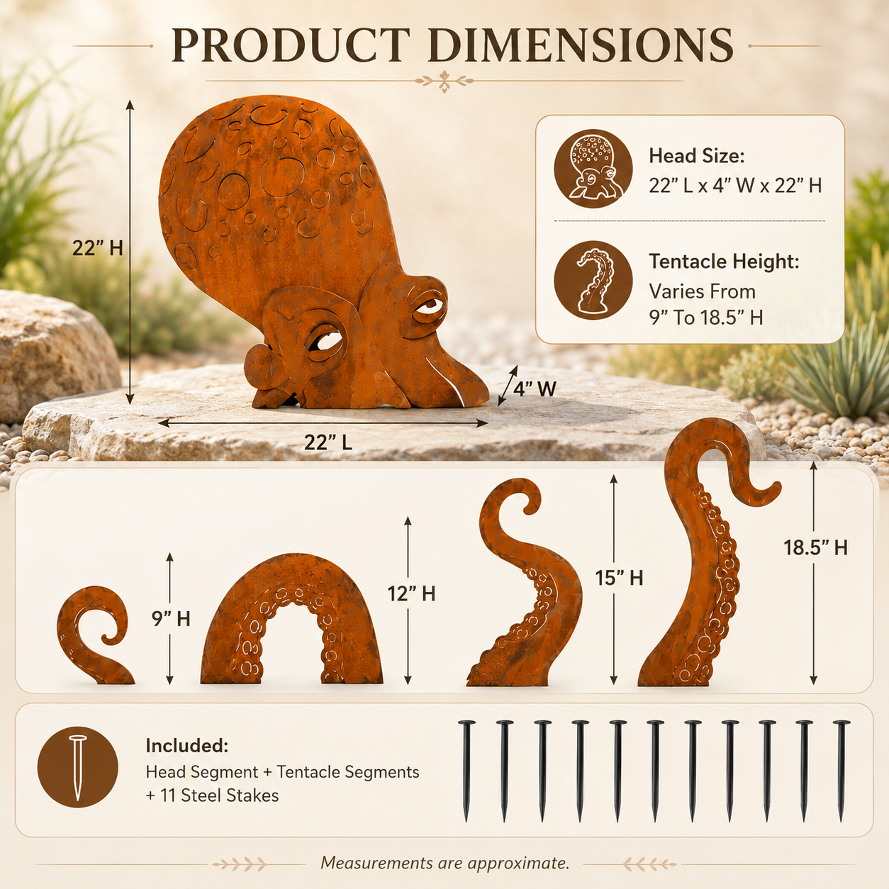 🔥Last Day 50% OFF🔥- 🐙Rust Patina Giant Squid Garden Sculpture