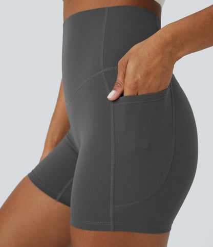 High Waisted Tummy Control Side Pocket Shaping Training Biker Shorts 5''