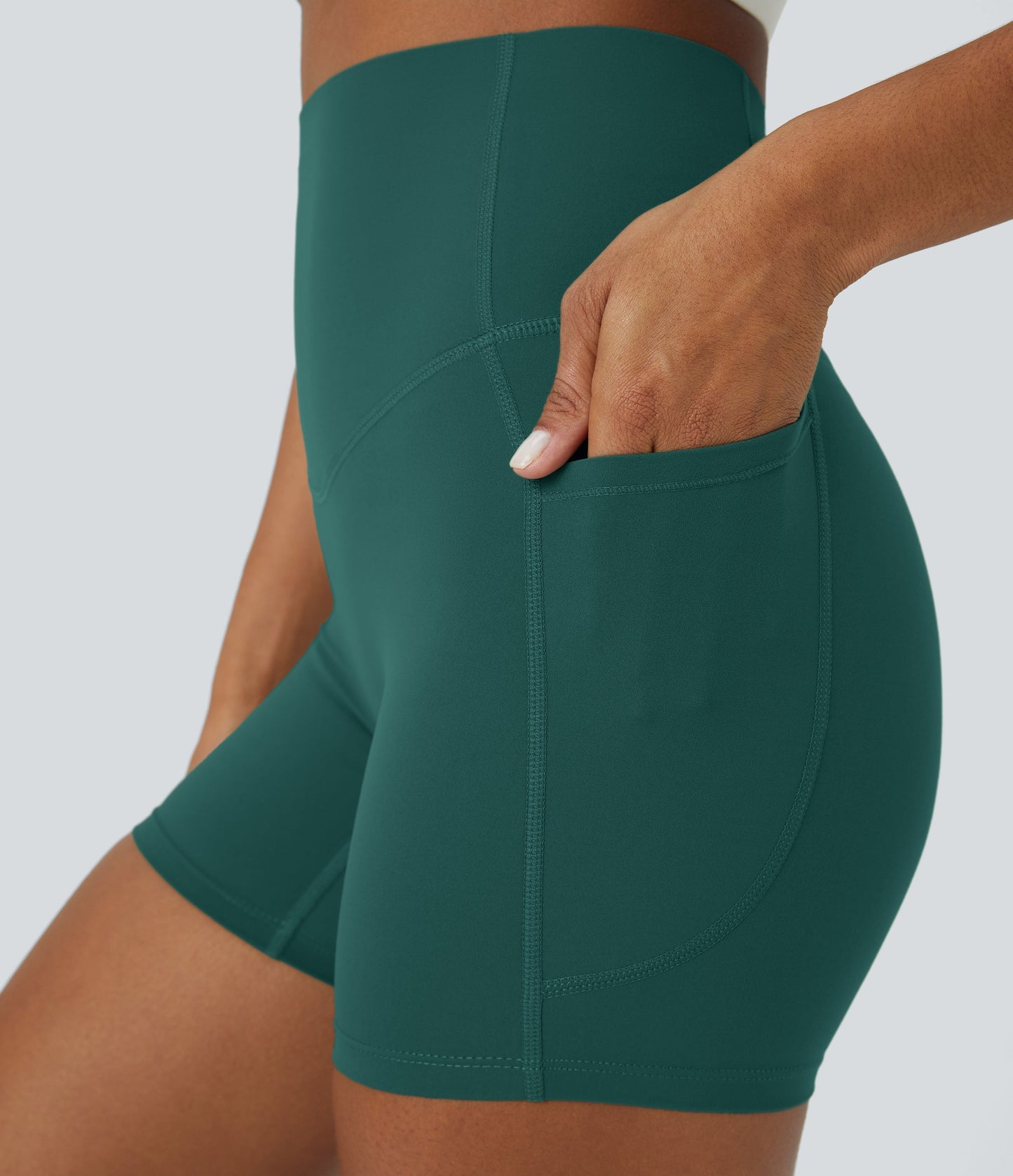 High Waisted Tummy Control Side Pocket Shaping Training Biker Shorts 5''