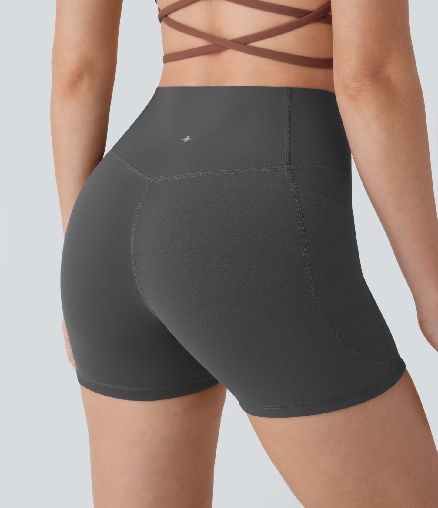 High Waisted Tummy Control Pocket Shaping Training Biker Shorts 3''