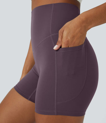 High Waisted Tummy Control Side Pocket Shaping Training Biker Shorts 5''