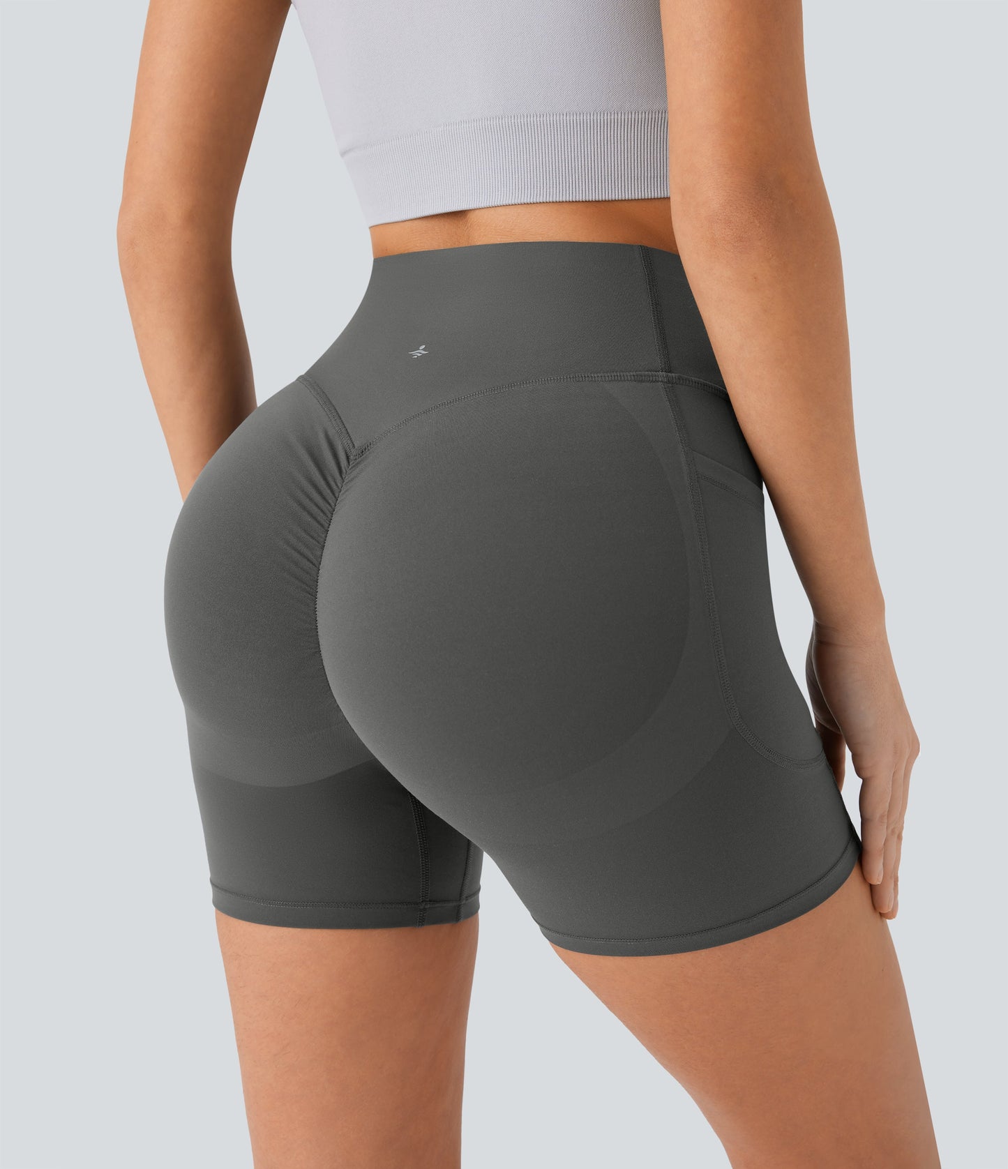 High Waisted Scrunch Butt Lifting Tummy Control Side Pocket Shaping Workout Biker Shorts 5''
