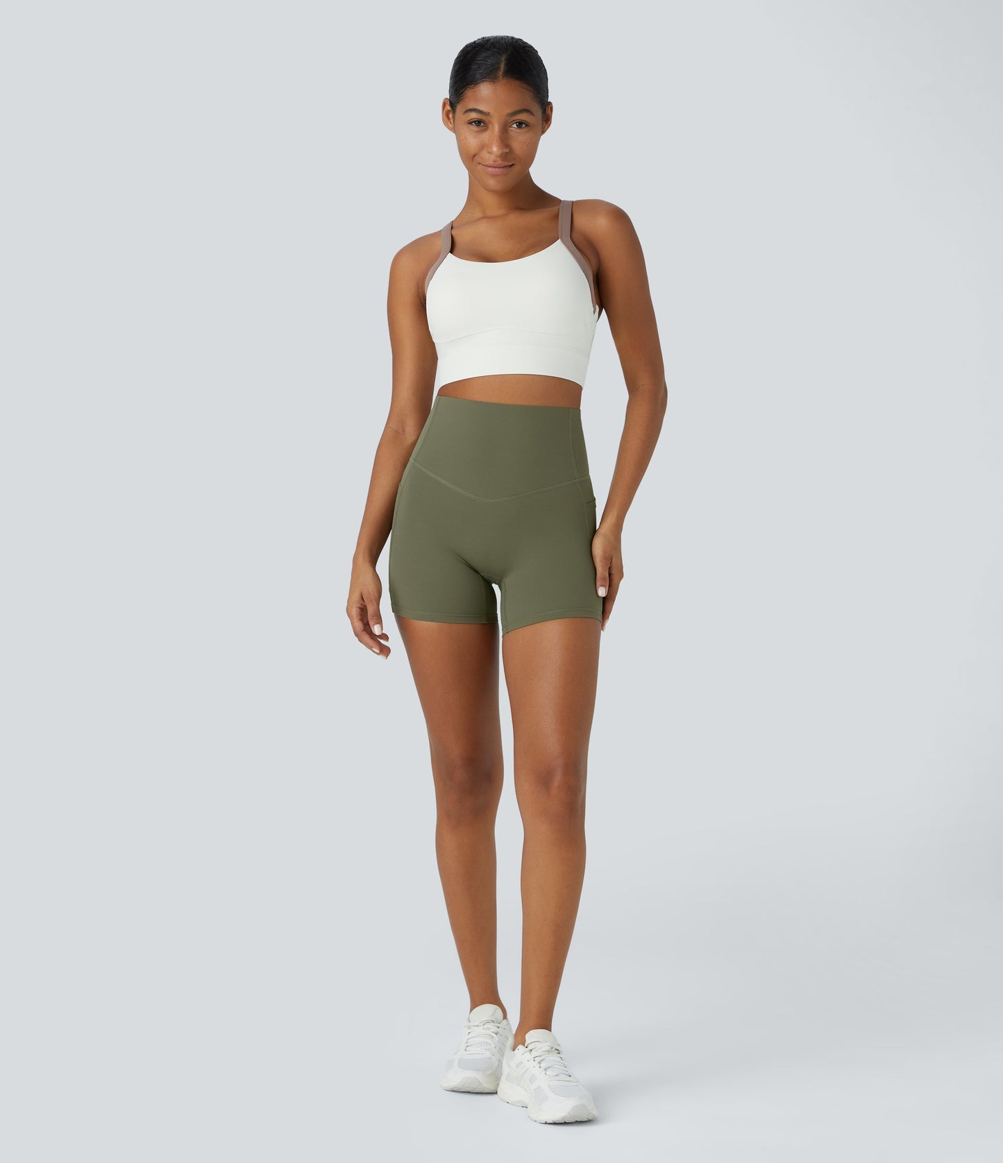 High Waisted Tummy Control Side Pocket Shaping Training Biker Shorts 5''