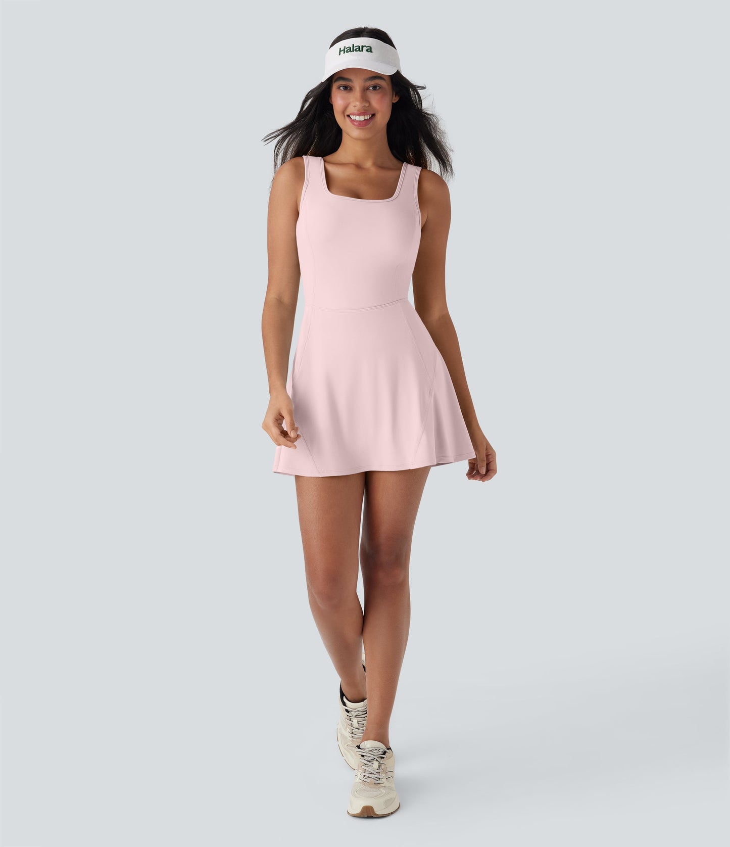 U Neck 2-in-1 Pocket Mini Cool Touch Dance Active Dress-Easy Peezy