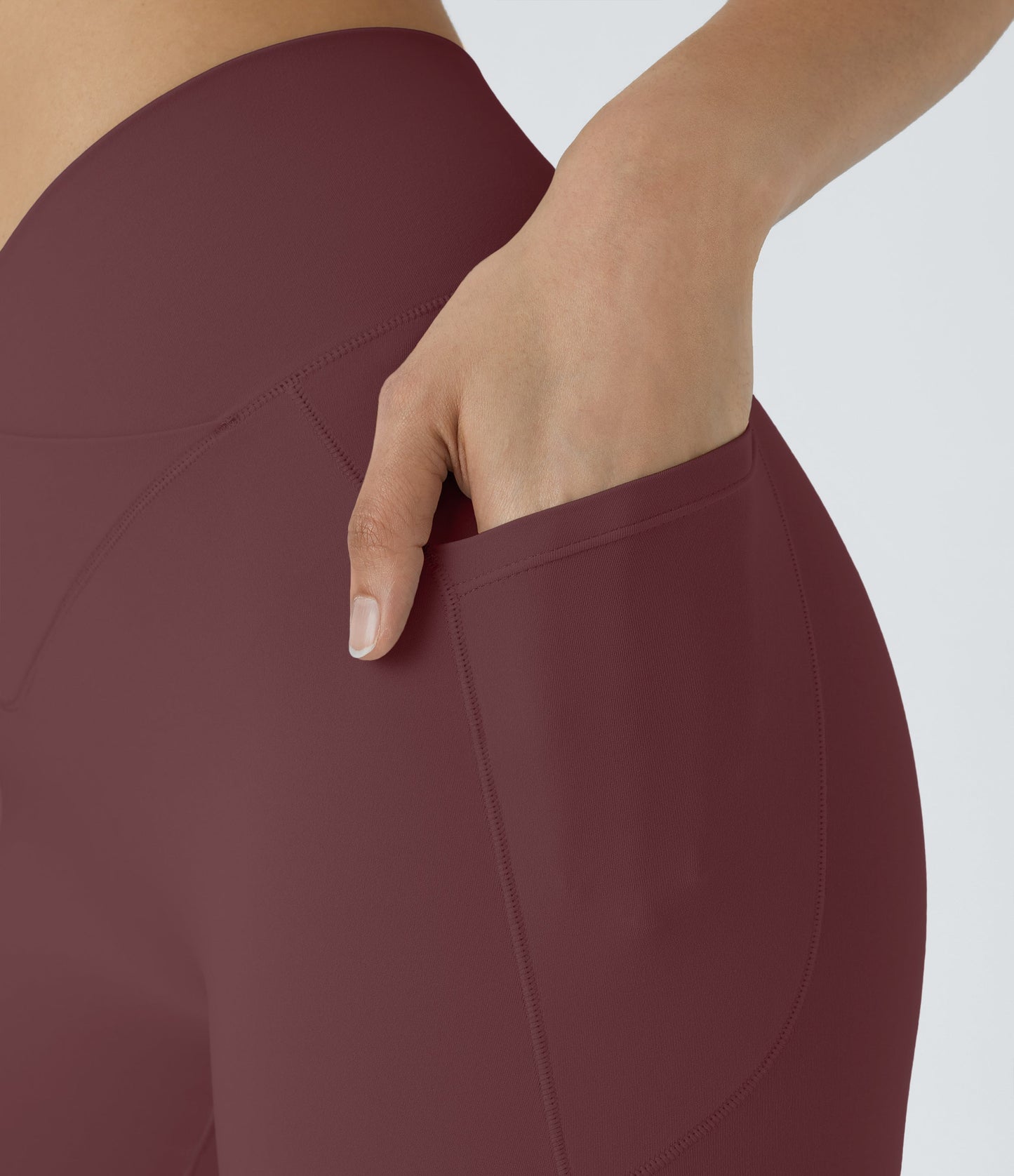 High Waisted Crossover Pocket Yoga Biker Shorts 7"-UPF50+