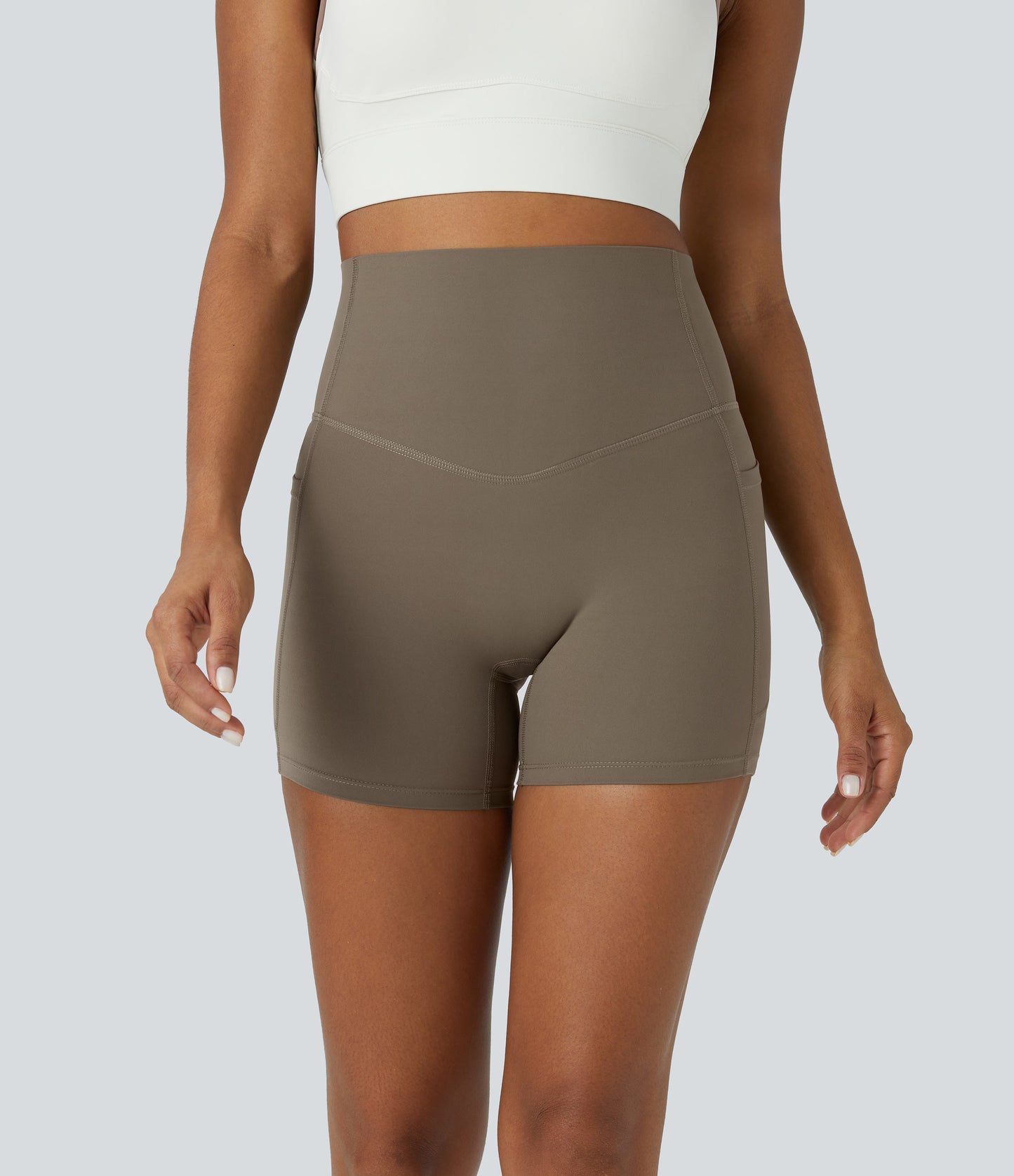 High Waisted Tummy Control Side Pocket Shaping Training Biker Shorts 5''