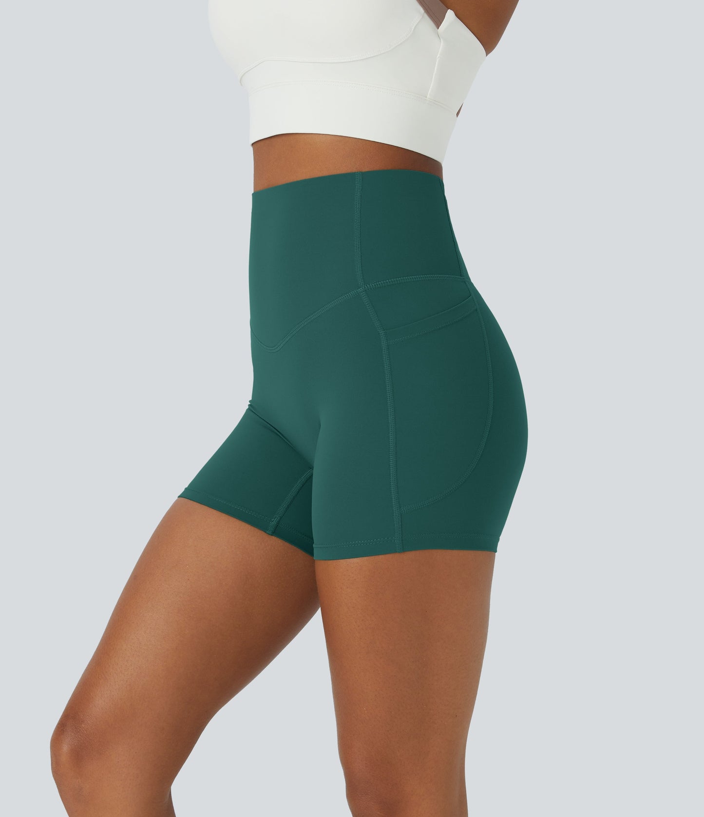 High Waisted Tummy Control Side Pocket Shaping Training Biker Shorts 5''