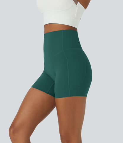 High Waisted Tummy Control Side Pocket Shaping Training Biker Shorts 5''