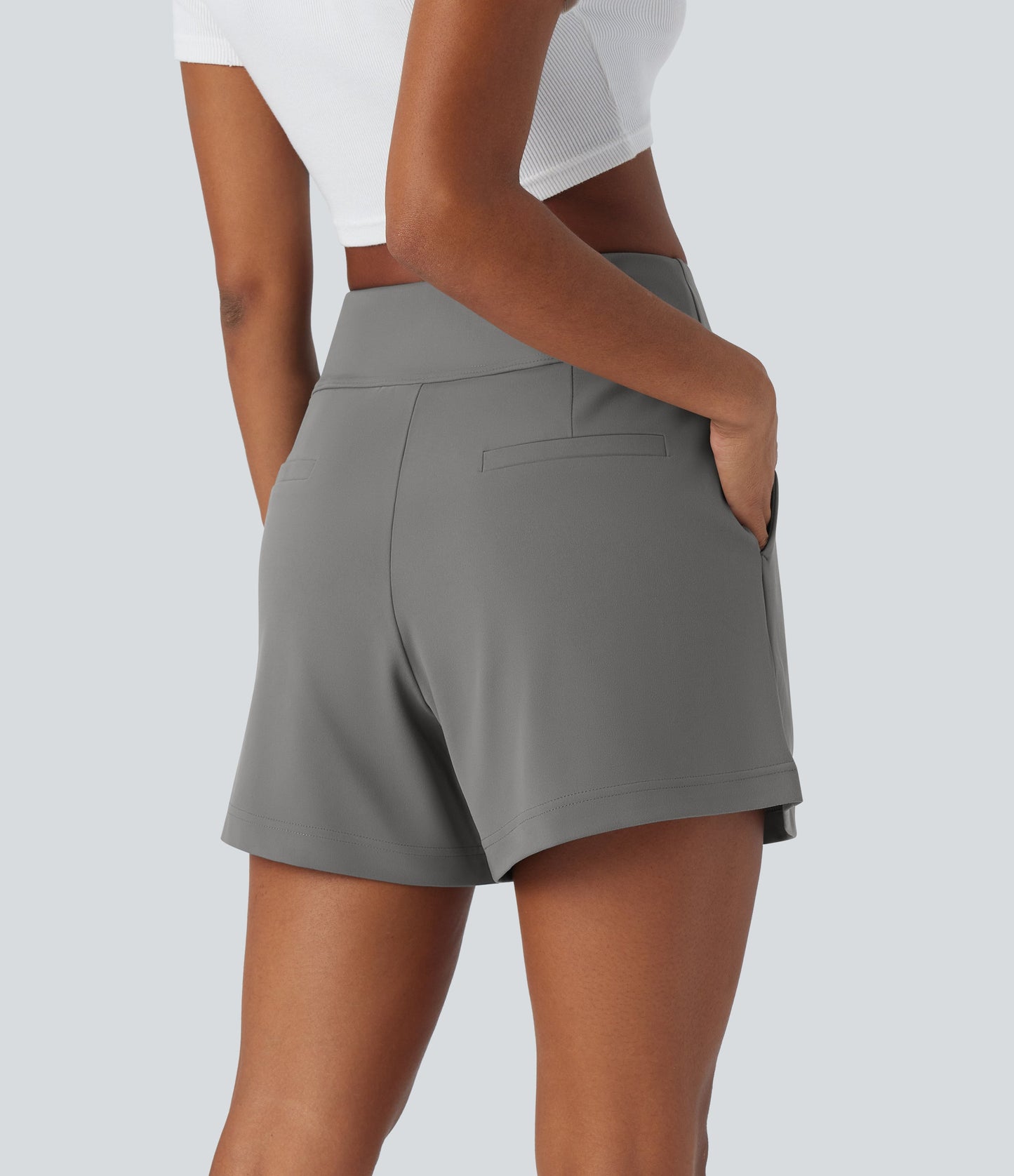 High Waisted Pocket Wide Leg Work Shorts