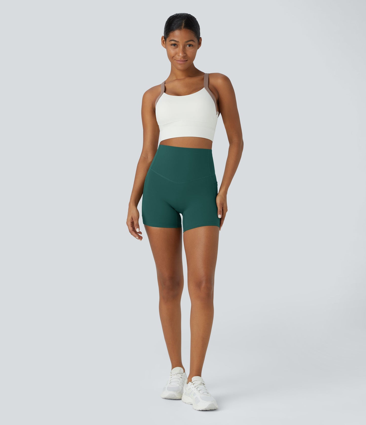 High Waisted Tummy Control Side Pocket Shaping Training Biker Shorts 5''