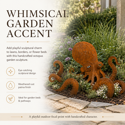 🔥Last Day 50% OFF🔥- 🐙Rust Patina Giant Squid Garden Sculpture