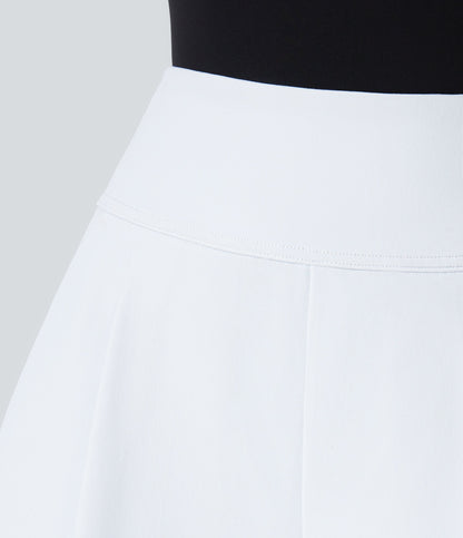 High Waisted Pocket Wide Leg Work Shorts