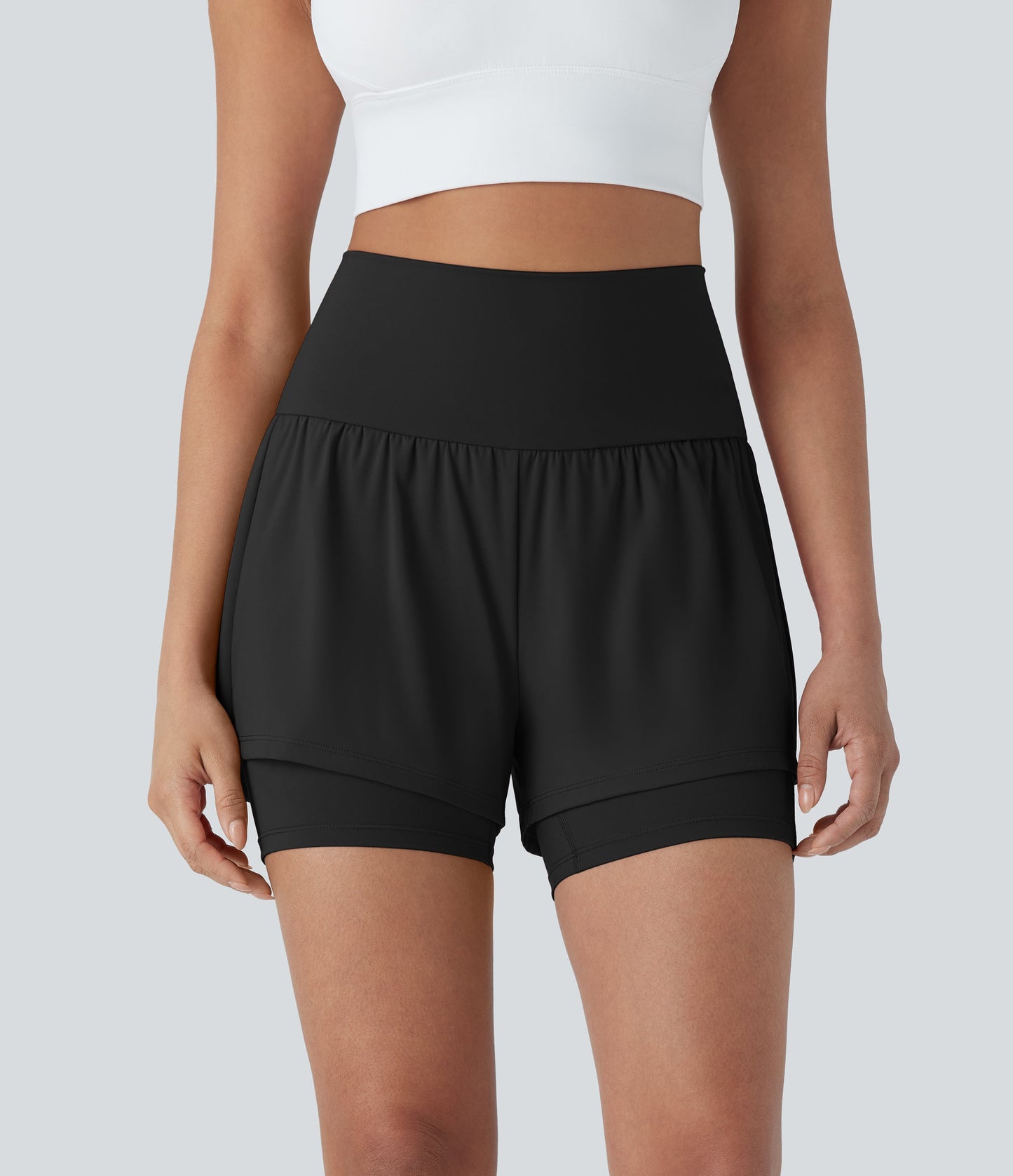 Airy Super High Waisted 2-in-1 Cool Touch Yoga Shorts 5'' with Pockets