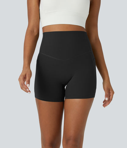 High Waisted Tummy Control Side Pocket Shaping Training Biker Shorts 5''