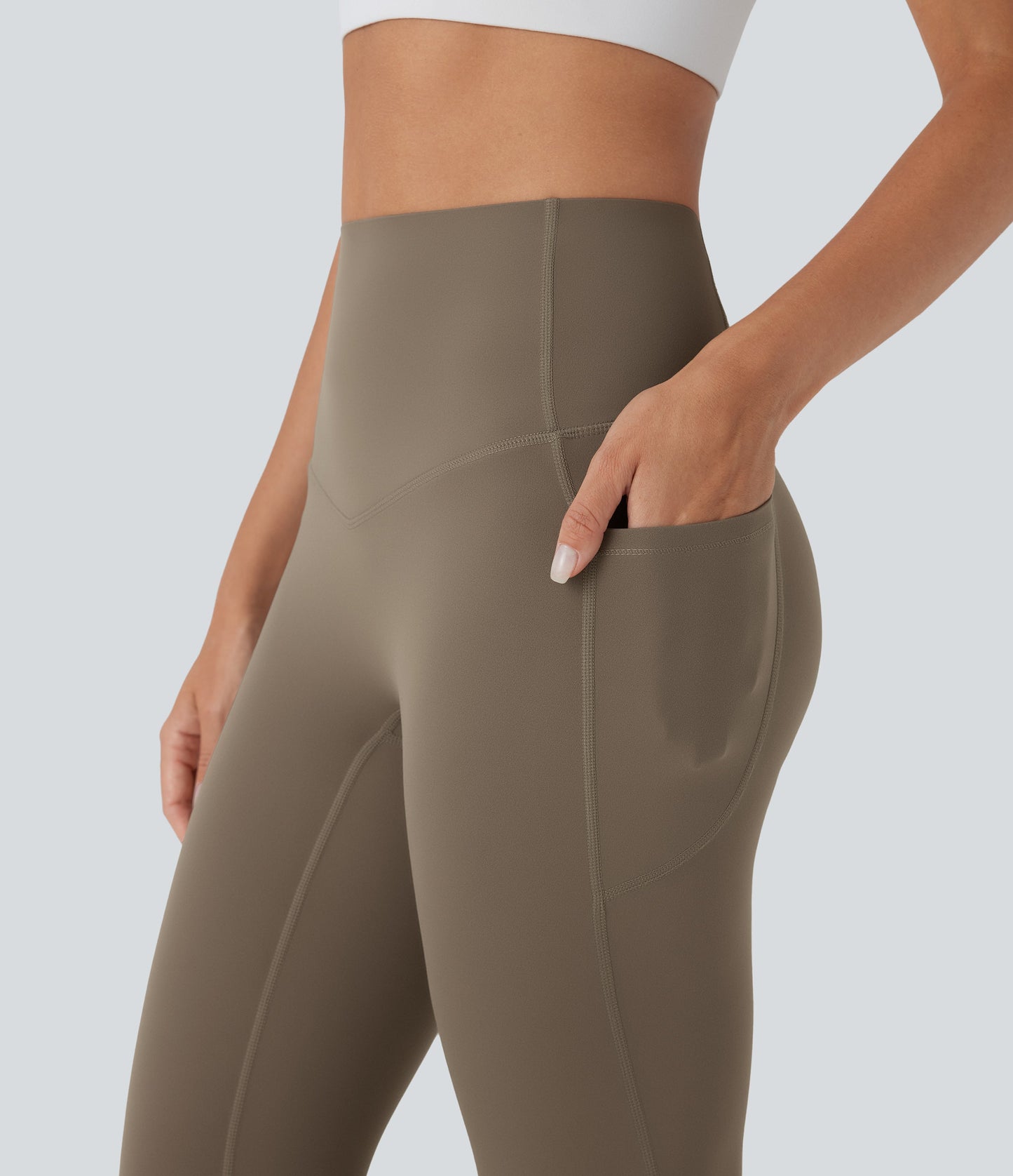 High Waisted Tummy Control Built-in Underwear Anti-Bacterial Shaping 7/8 Workout Leggings with Pockets