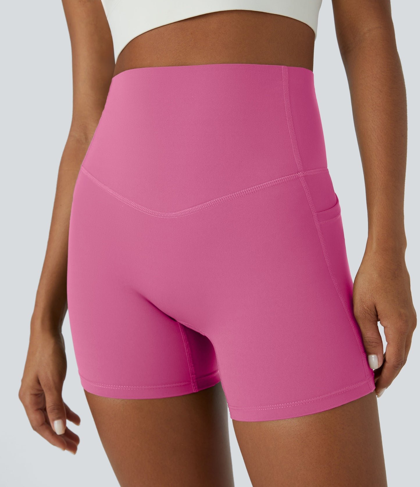 High Waisted Tummy Control Side Pocket Shaping Training Biker Shorts 5''