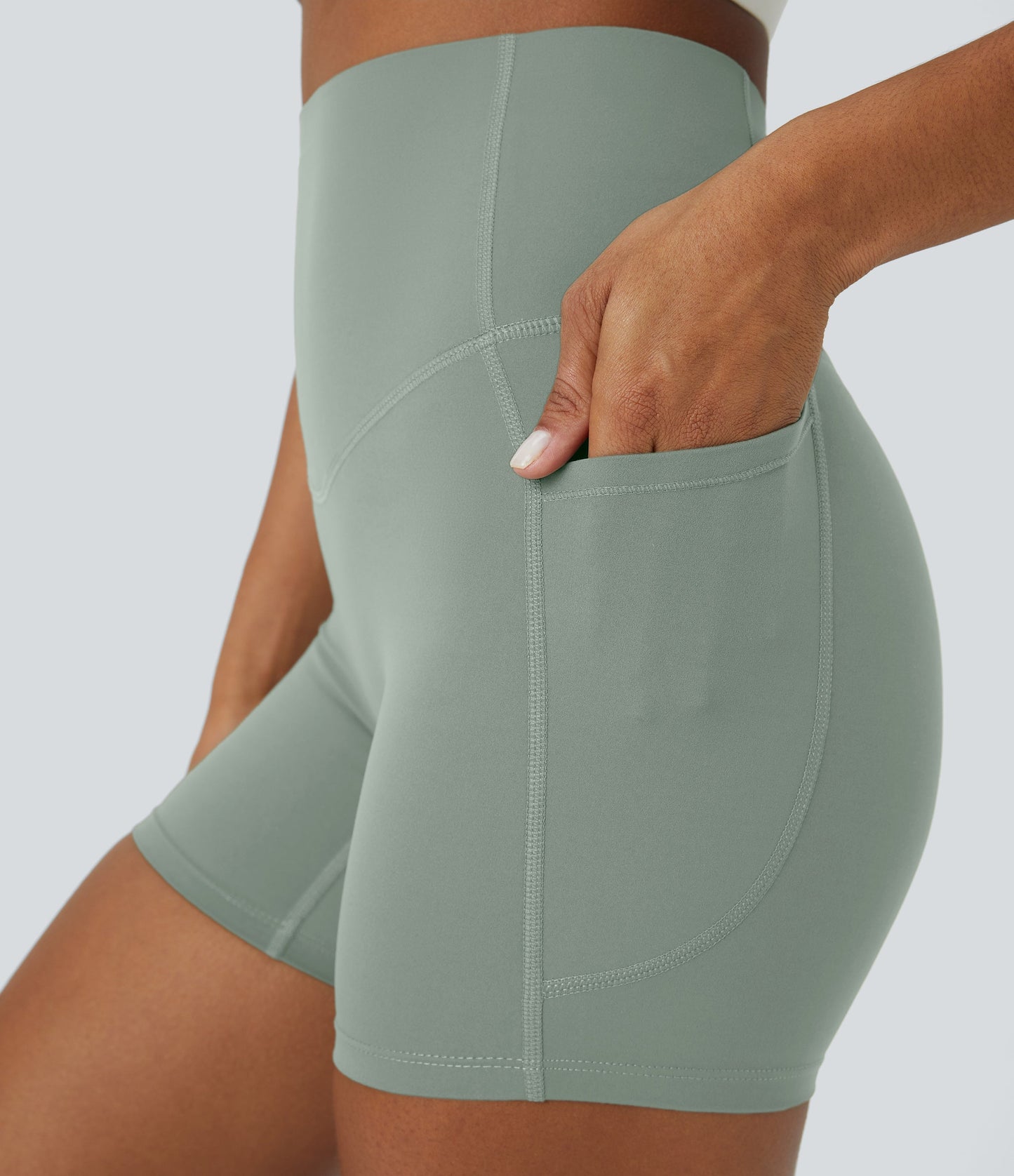 High Waisted Tummy Control Side Pocket Shaping Training Biker Shorts 5''