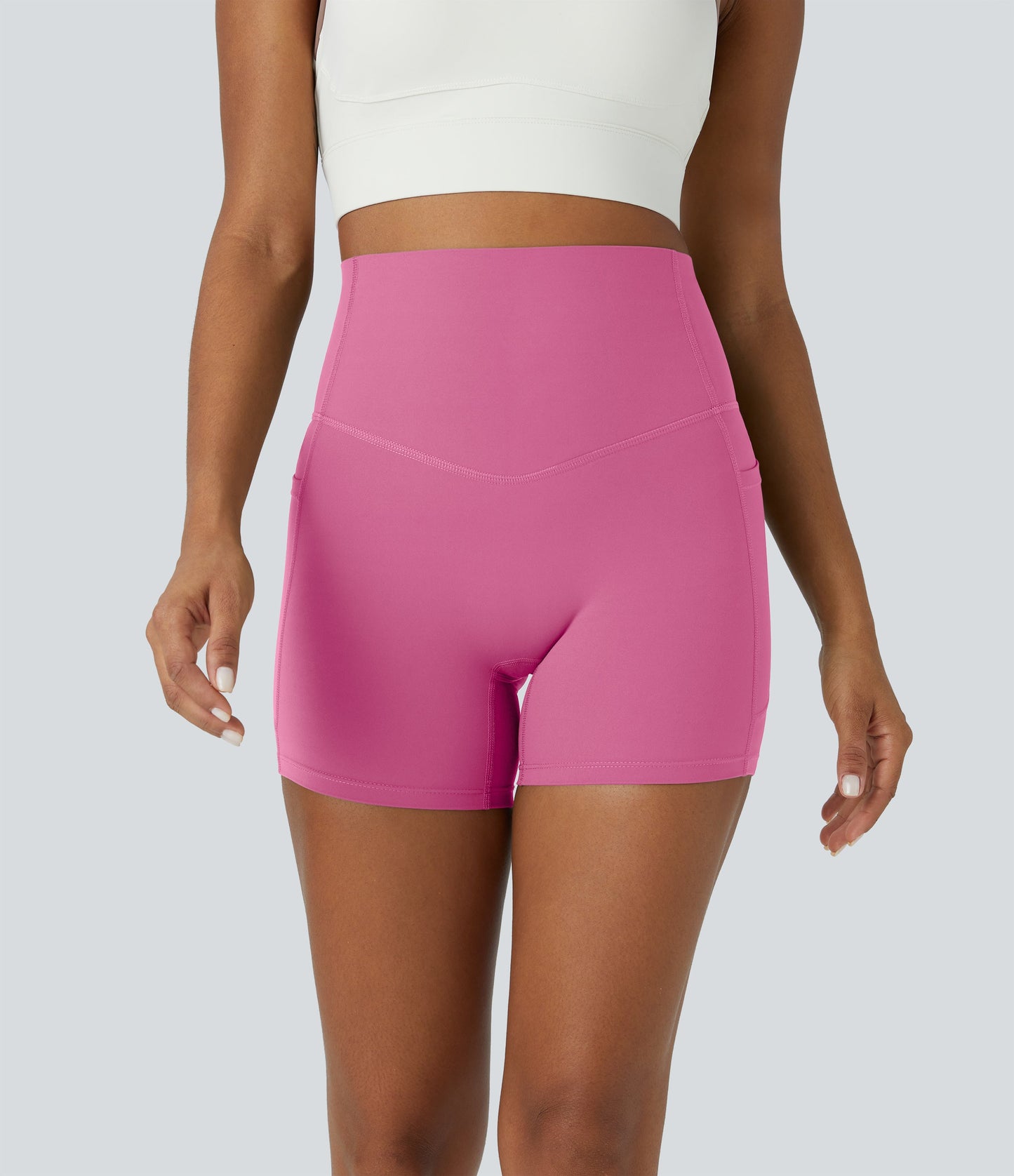High Waisted Tummy Control Side Pocket Shaping Training Biker Shorts 5''
