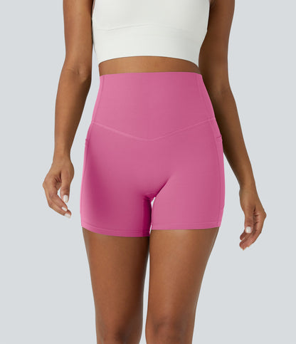 High Waisted Tummy Control Side Pocket Shaping Training Biker Shorts 5''