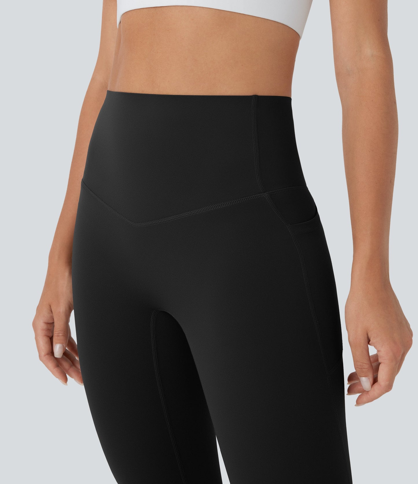 High Waisted Tummy Control Built-in Underwear Anti-Bacterial Shaping 7/8 Workout Leggings with Pockets