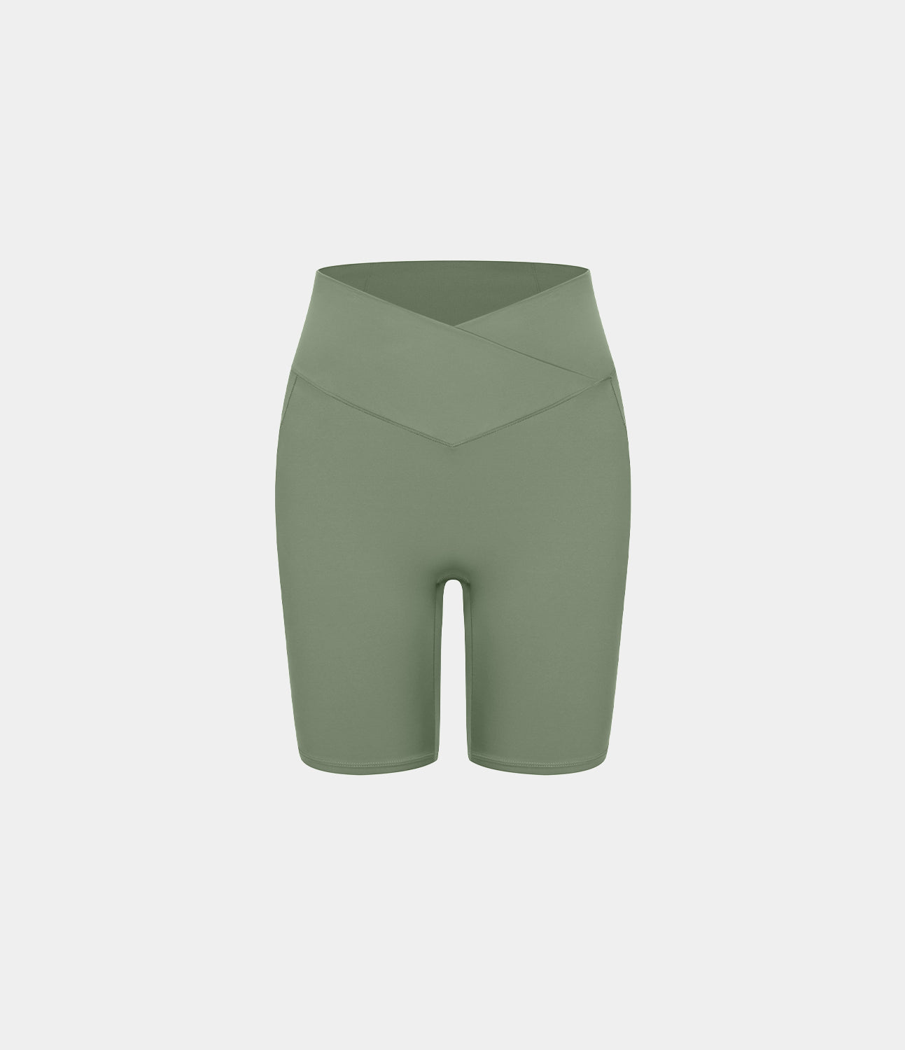 High Waisted Crossover Pocket Yoga Biker Shorts 7"-UPF50+