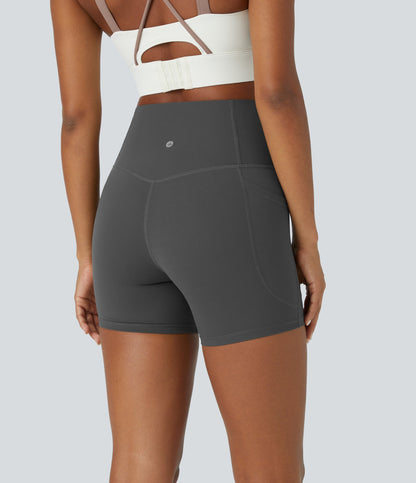 High Waisted Tummy Control Side Pocket Shaping Training Biker Shorts 5''