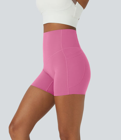 High Waisted Tummy Control Side Pocket Shaping Training Biker Shorts 5''