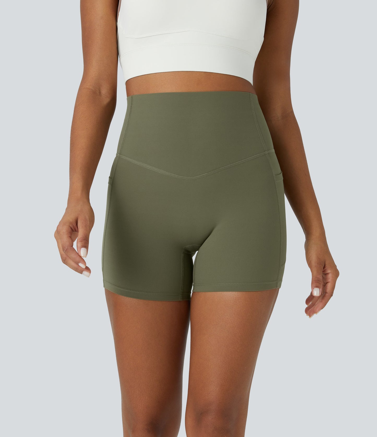 High Waisted Tummy Control Side Pocket Shaping Training Biker Shorts 5''