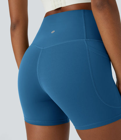 High Waisted Tummy Control Side Pocket Shaping Training Biker Shorts 5''