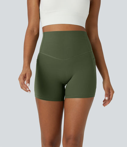High Waisted Tummy Control Side Pocket Shaping Training Biker Shorts 5''