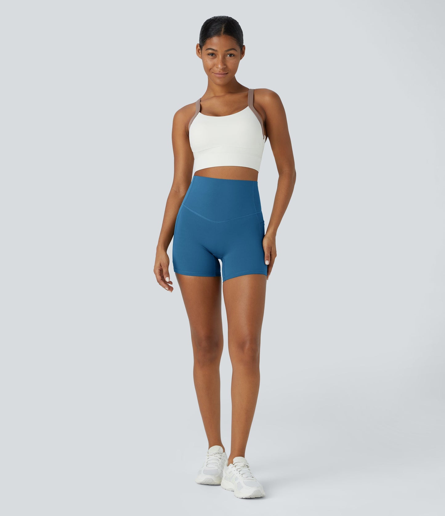 High Waisted Tummy Control Side Pocket Shaping Training Biker Shorts 5''