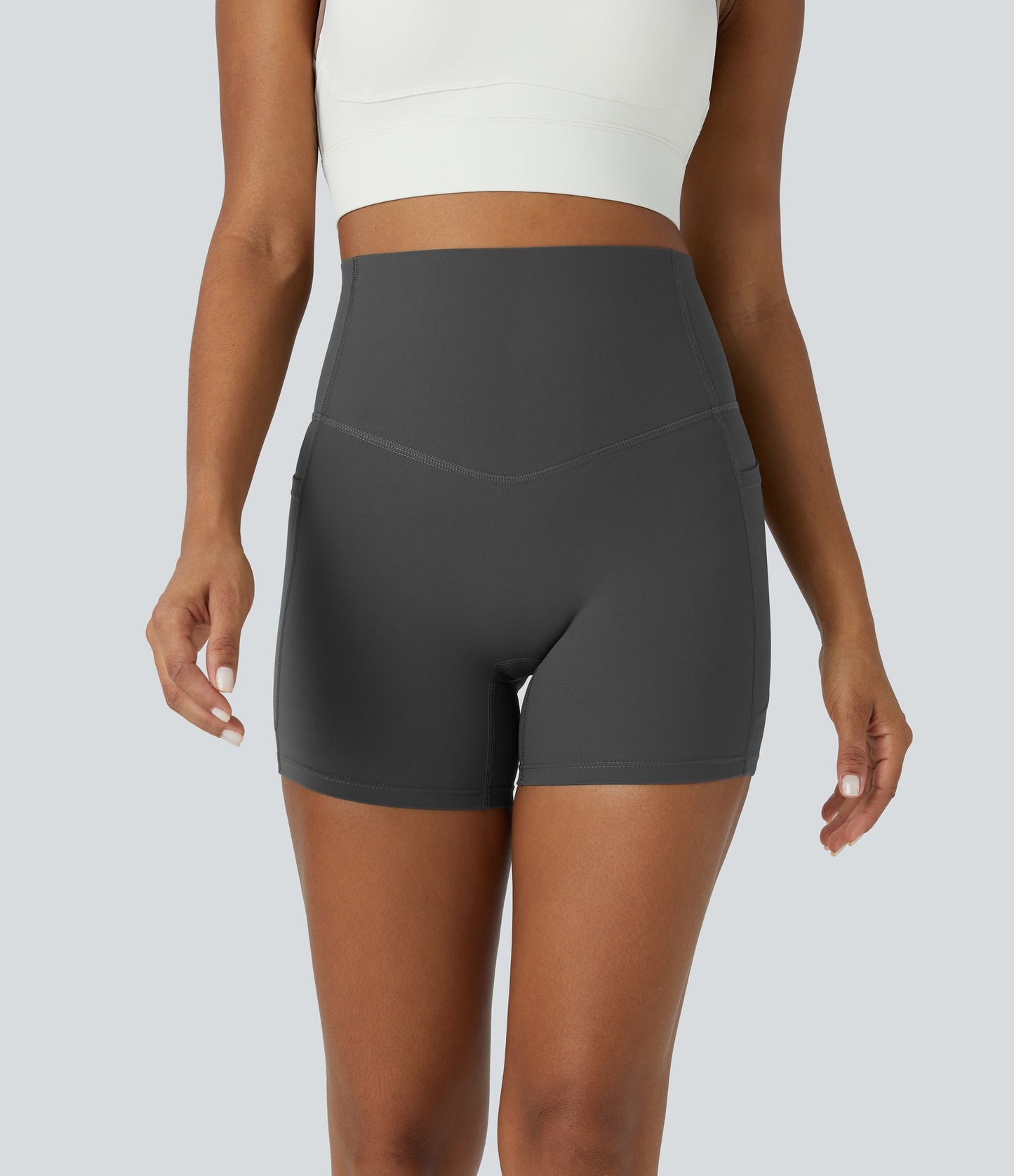 High Waisted Tummy Control Side Pocket Shaping Training Biker Shorts 5''