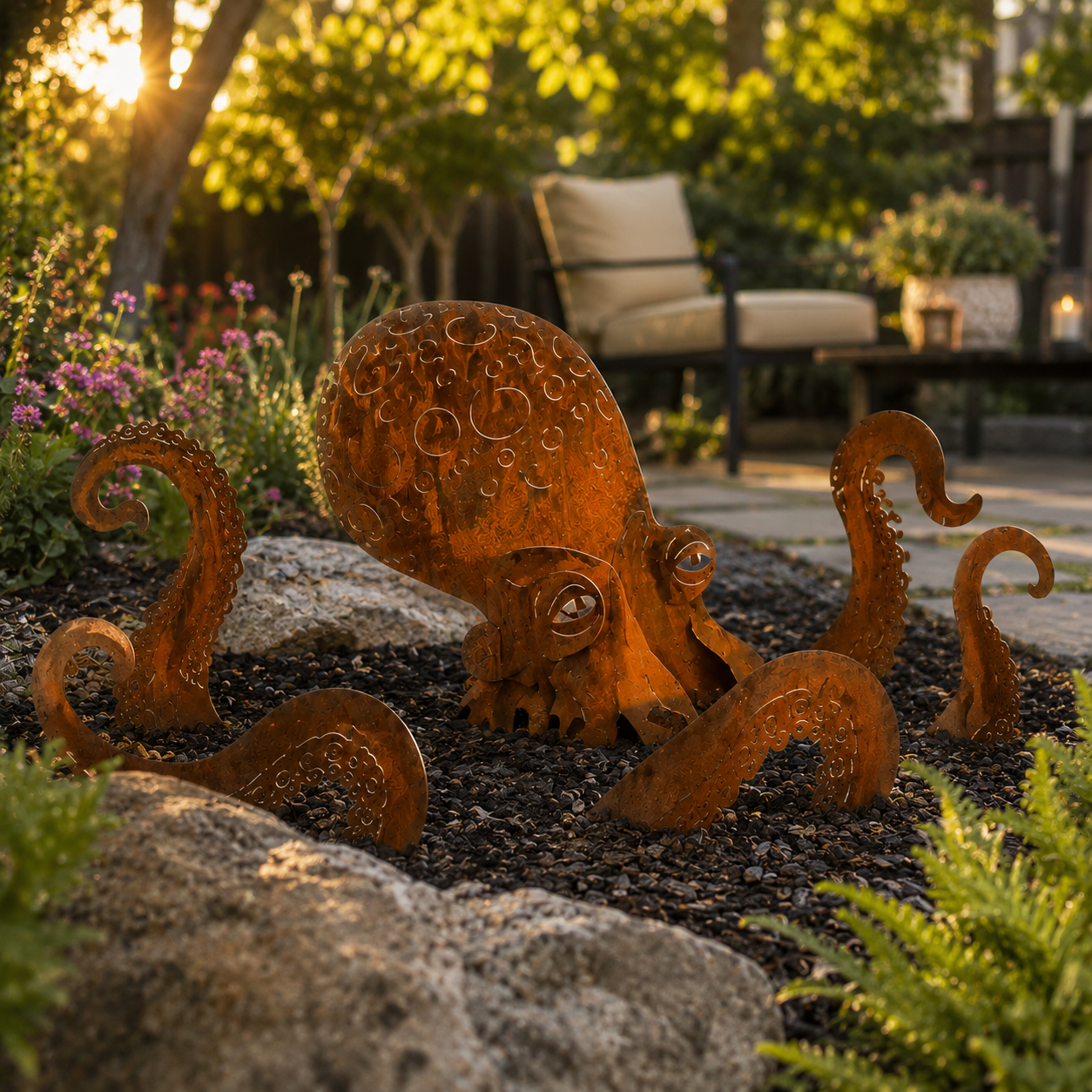 🔥Last Day 50% OFF🔥- 🐙Rust Patina Giant Squid Garden Sculpture