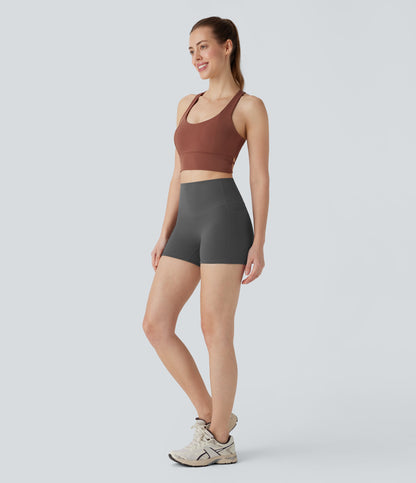 High Waisted Tummy Control Pocket Shaping Training Biker Shorts 3''