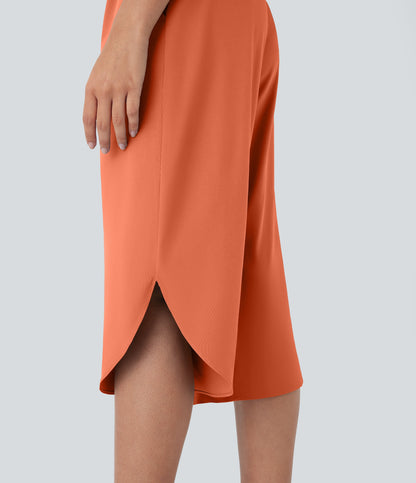 High Waisted Crossover Pocket Quick Dry Capri Pants