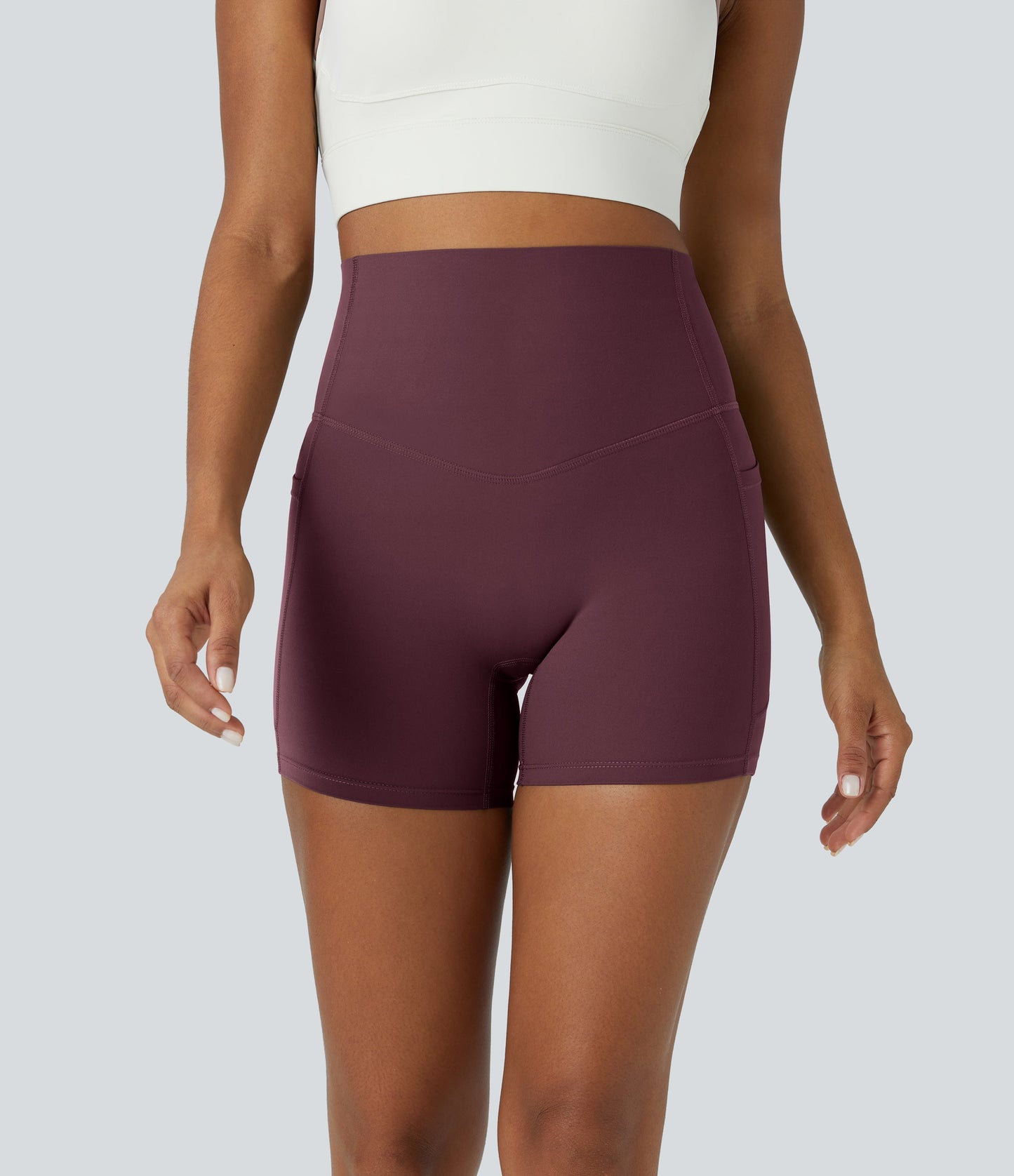 High Waisted Tummy Control Side Pocket Shaping Training Biker Shorts 5''