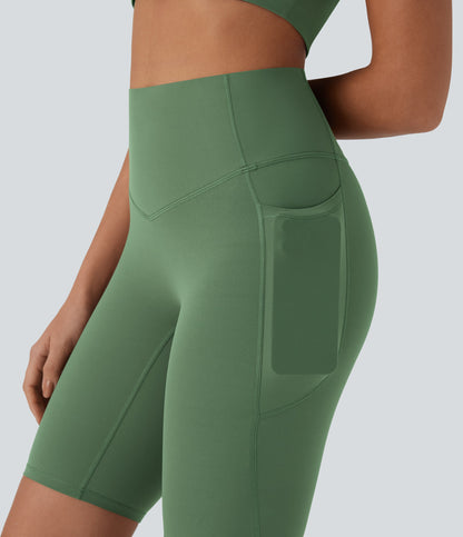 High Waisted Tummy Control Pocket Shaping Training Biker Shorts 9''