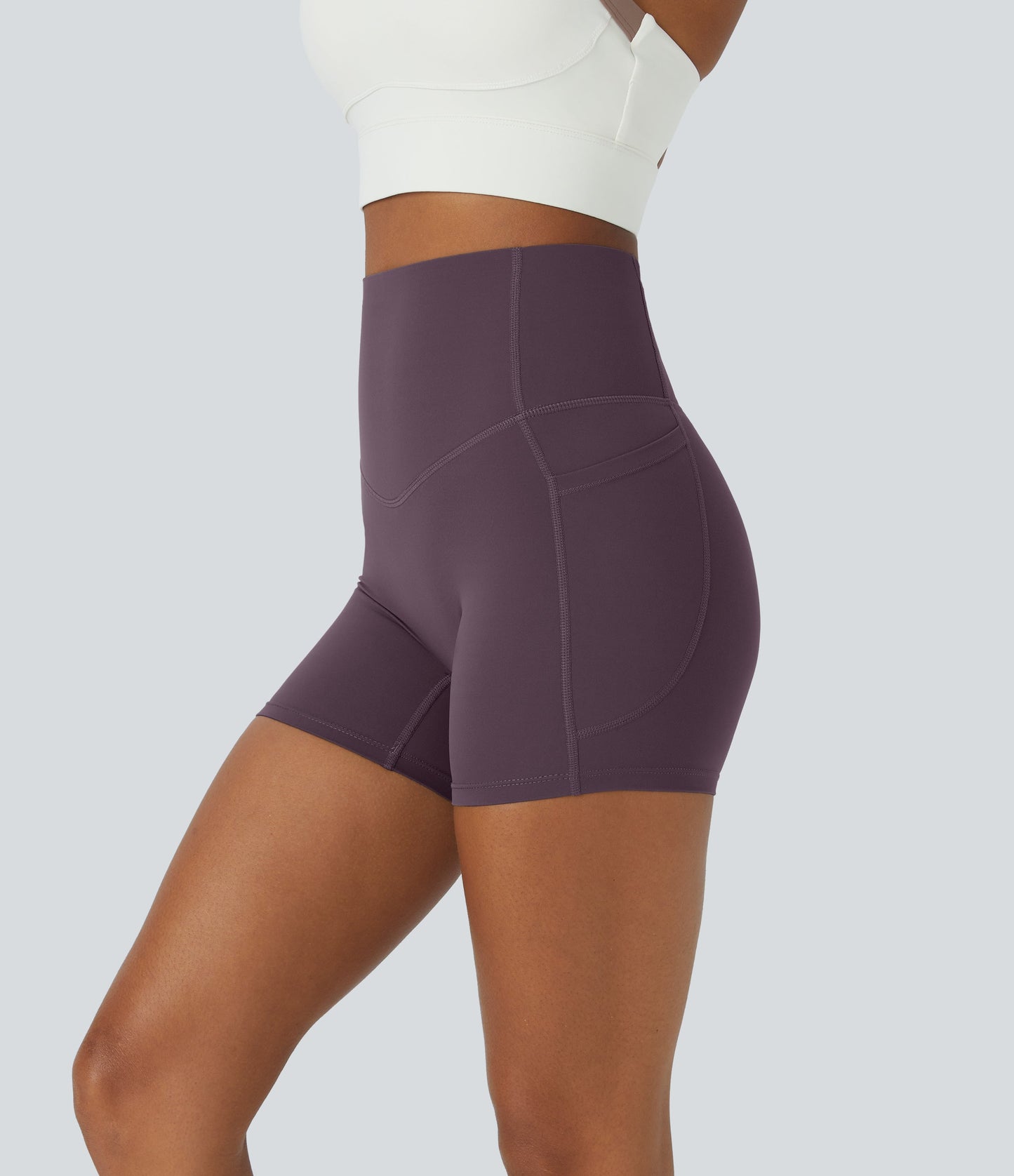 High Waisted Tummy Control Side Pocket Shaping Training Biker Shorts 5''