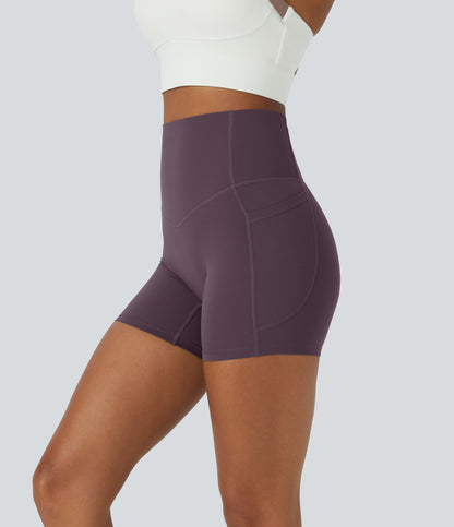 High Waisted Tummy Control Side Pocket Shaping Training Biker Shorts 5''