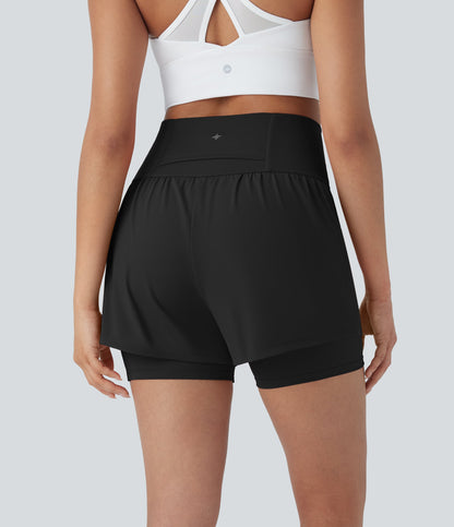 Airy Super High Waisted 2-in-1 Cool Touch Yoga Shorts 5'' with Pockets