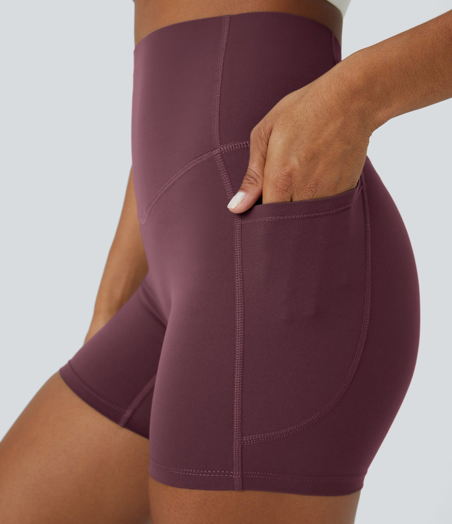 High Waisted Tummy Control Side Pocket Shaping Training Biker Shorts 5''