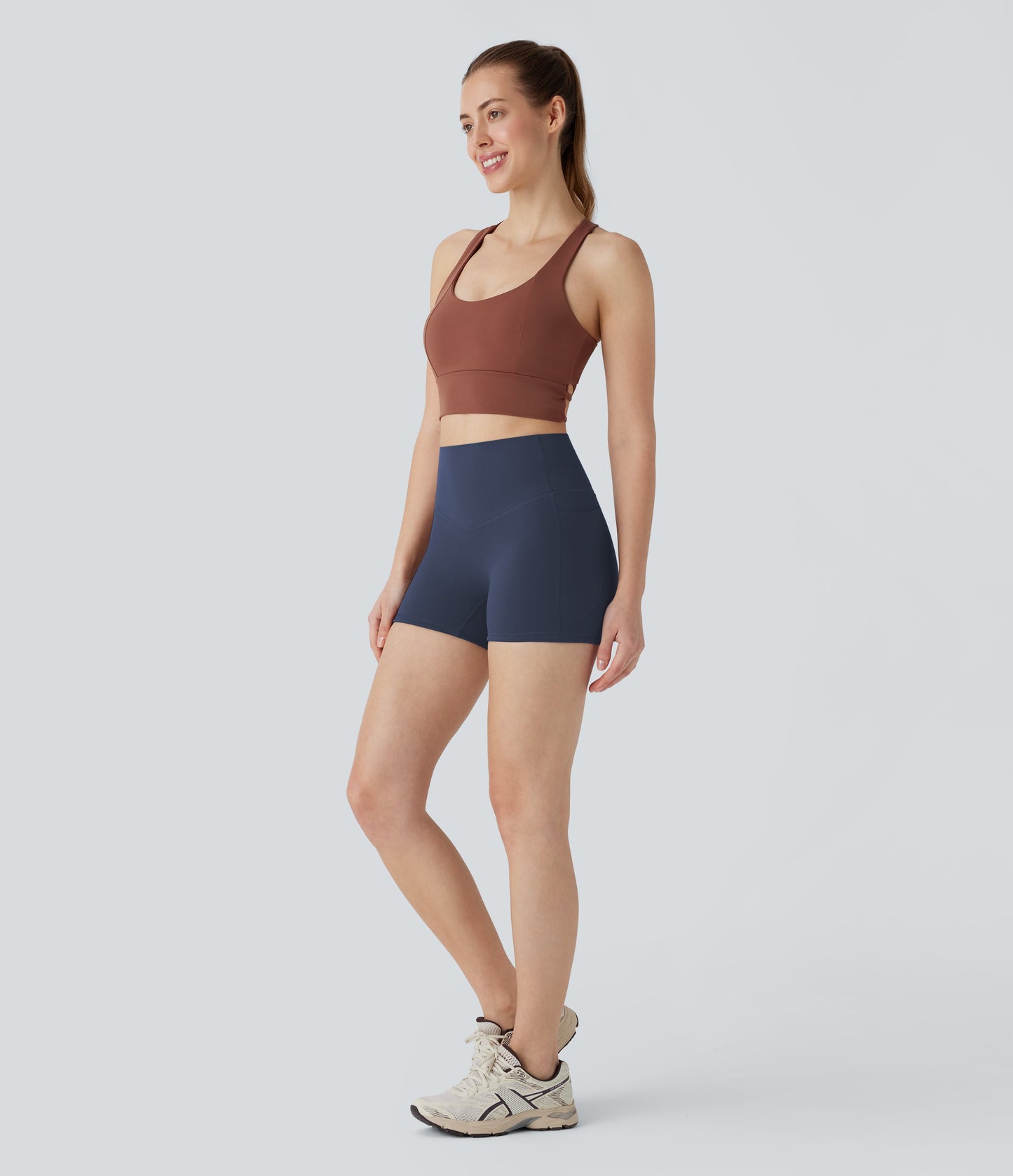 High Waisted Tummy Control Pocket Shaping Training Biker Shorts 3''