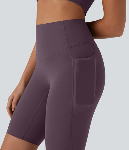 High Waisted Tummy Control Pocket Shaping Training Biker Shorts 9''