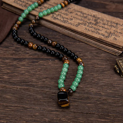 ✨✨ Money Attraction Necklace With GreenAventurine & Tiger Eye Pendant Healing Crystal Stone