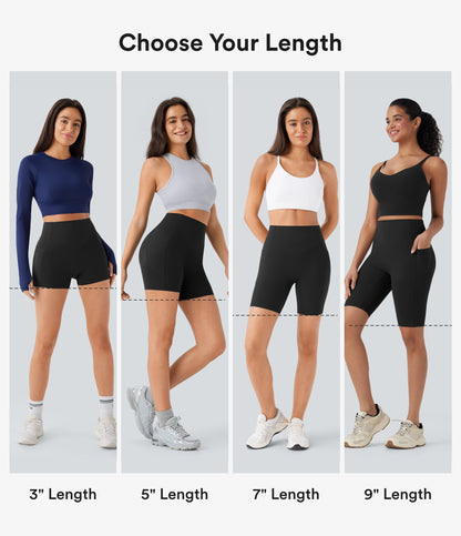 High Waisted Scrunch Butt Lifting Tummy Control Side Pocket Shaping Workout Biker Shorts 5''