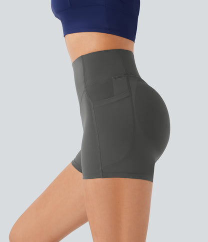 High Waisted Scrunch Butt Lifting Tummy Control Pocket Shaping Workout Biker Shorts 3''