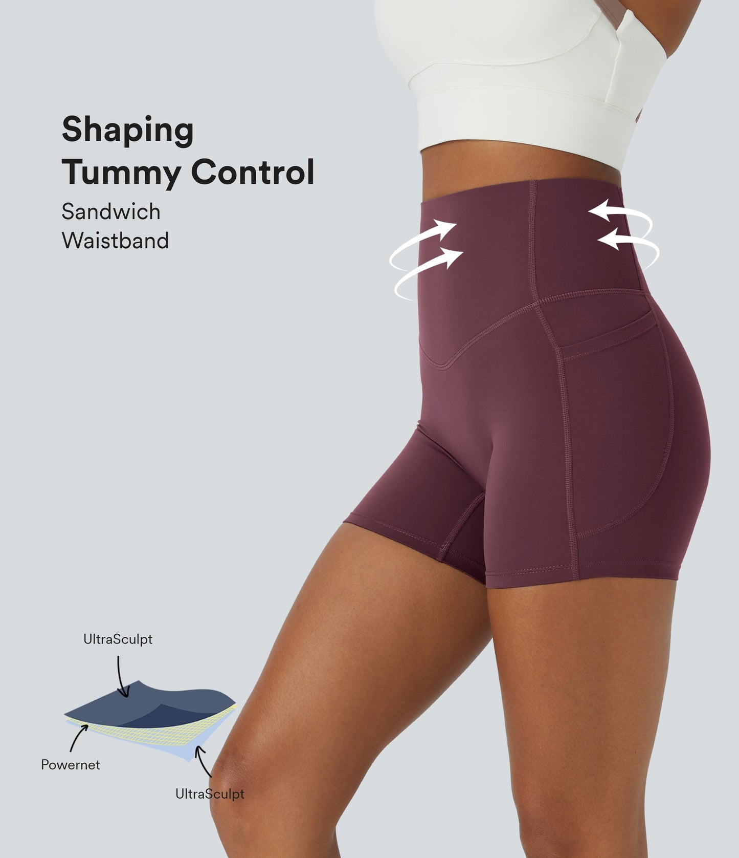 High Waisted Tummy Control Side Pocket Shaping Training Biker Shorts 5''